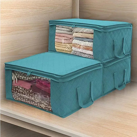 Large Capacity Foldable Clothing Storage Box — Non-Woven Fabric Organizer with Zipper for Quilts and Clothes