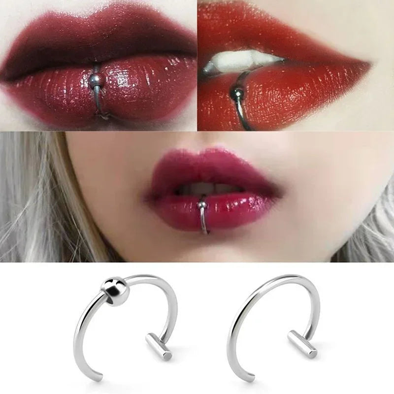 Stainless Steel Fake Nose Ring – Hoop Septum Rings, C-Clip Lip Ring, Non-Pierced Body Jewelry for Women