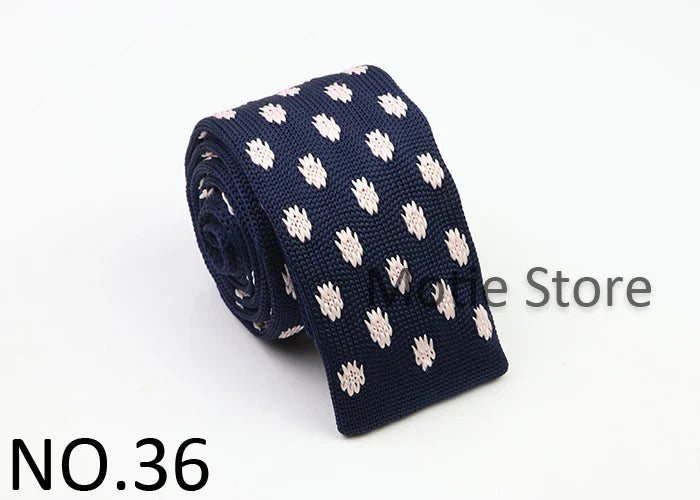 Classic Knit Neck Tie for Men — 6cm Plaid & Dots Casual Business Wedding Tie