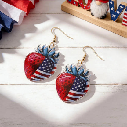 Independence Day Patriotic Earrings - Acrylic American Flag Style Jewelry for Holiday Events