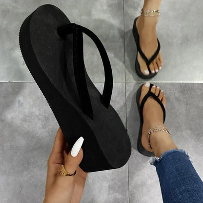Women’s Summer Wedge Slide Sandals – Memory Foam Beach Flip Flops & Home Slippers, Comfortable Casual Footwear