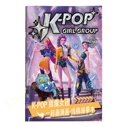 2025 KPop Demon Hunter Coloring Book – Line Drawing Picture Book, Painting Activity for Kids, Birthday Gift