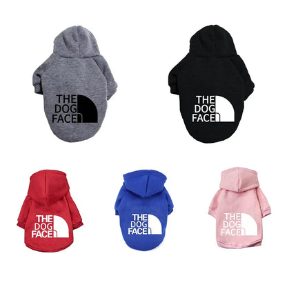 Autumn and Winter Pet Dog Hoodies – Large Dog Clothes with Dog Face Text Pattern, Ideal for French Bulldogs and Labradors