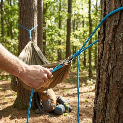 Rope Tying & Tensioning Tool - Heavy-Duty Retractable Buckle with Roller Tensioner for Camping & Outdoor Use