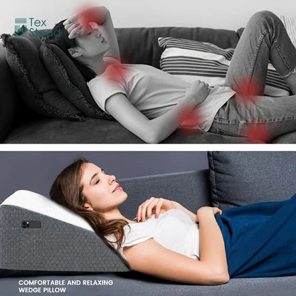 Memory Foam Bed Wedge Pillow: Ideal for Sleeping, Post-Surgery Recovery, and Air Layer Comfort