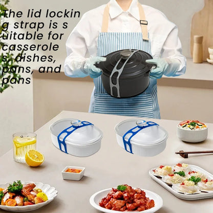Reusable Silicone Pot Lid Strap – Universal Adjustable Lid Holder for Clay Pots, Stew Pots & Flat Bottom Cookware, Outdoor Use Kitchen Tool
