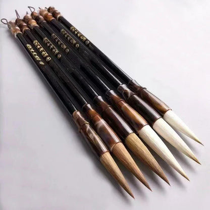 6PCS Chinese Calligraphy Brush Pen Set – Wool & Weasel Hair Brushes for Painting & Script Writing