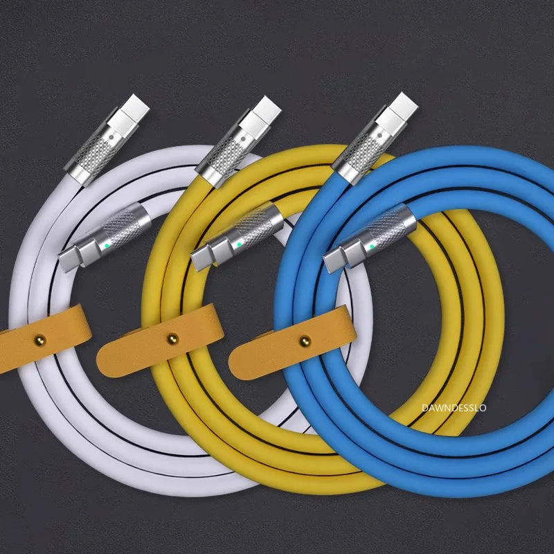 120W 7A Super Fast PD USB-C to USB-C Cable — Liquid Silicone Charger for Xiaomi, Huawei (1M/1.5M/2M)