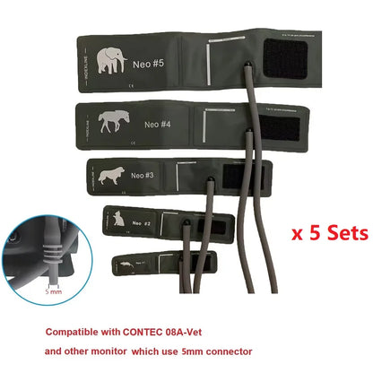 CONTEC 08A Veterinary Blood Pressure Monitor Accessories — Animal Cuffs, Clip SpO2 Probe, Charger Adapter, and Plastic Connector