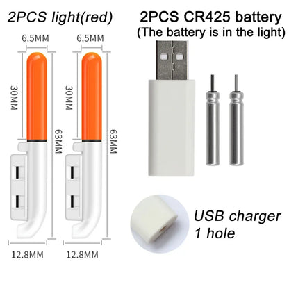 Fishing Electronic Rod Stick Flash Light with CR425 3.6V Lithium Battery – Waterproof LED Luminous Night Fishing Tackle with USB Rechargeable Light Stick Rod Accessory