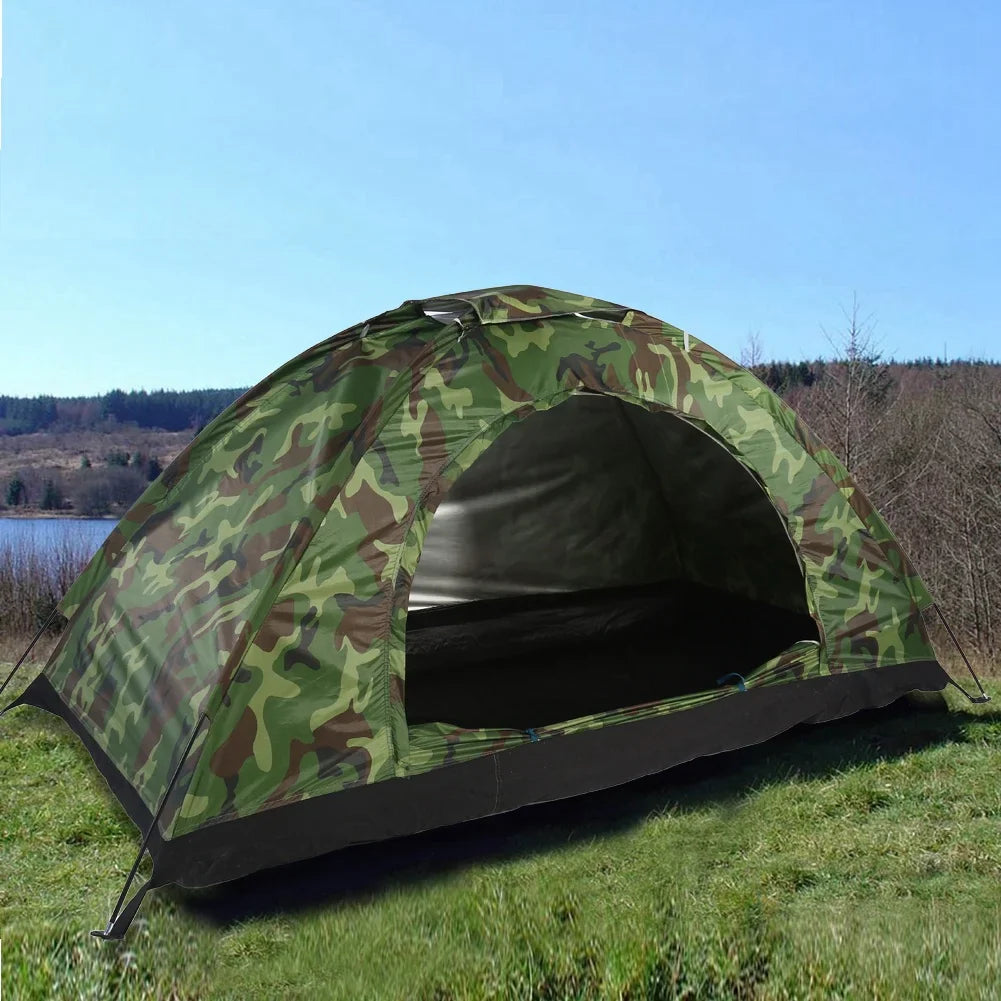 One Person Outdoor Camping Tent – Camouflage Waterproof UV Protection Hiking Shelter