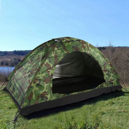 One Person Outdoor Camping Tent – Camouflage Waterproof UV Protection Hiking Shelter
