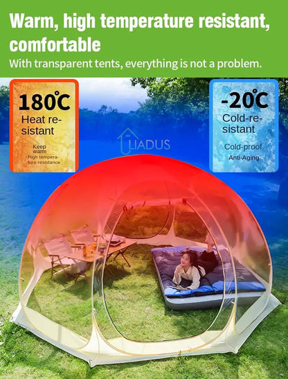 Camping Star Transparent Folding Tent – 4-8 Person Portable Spherical Tent, Rain/Windproof, Quick Opening for Outdoor Use