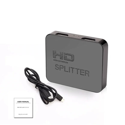 1x2 4K HDMI Splitter – Dual Display HDMI Switch 1 In 2 Out Video Amplifier for PC, Laptop, Monitor, Projector, TV Box