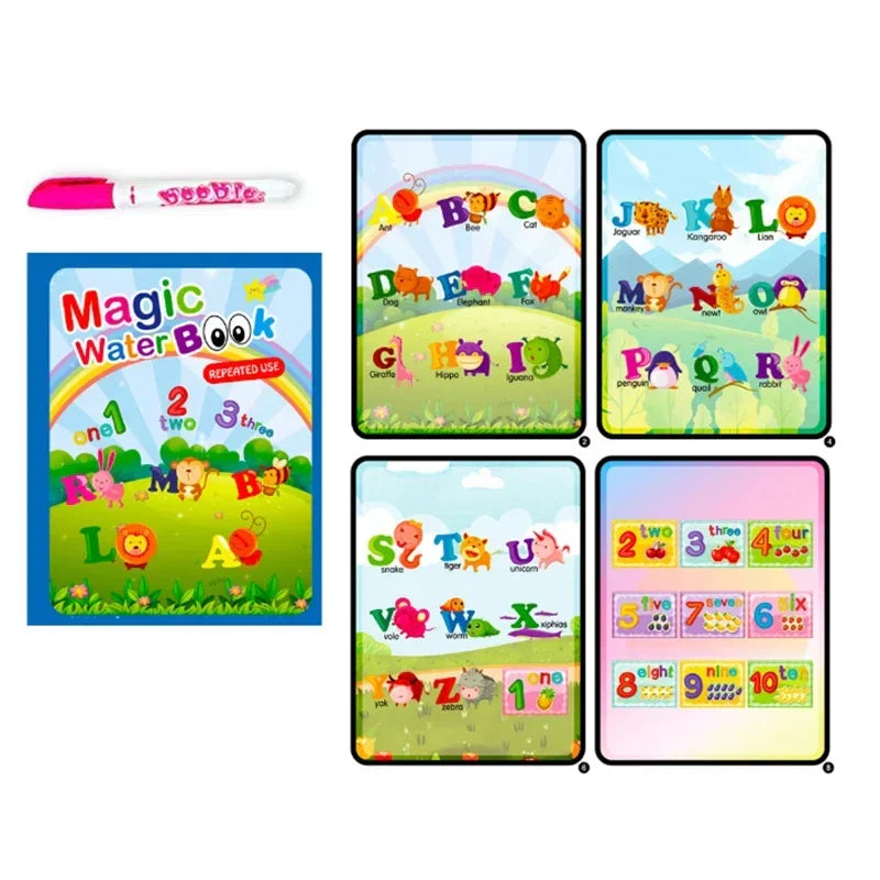 Children's Early Education Magical Water Drawing Book – Reusable Coloring Book with Pen, Creative Educational Toy Gift