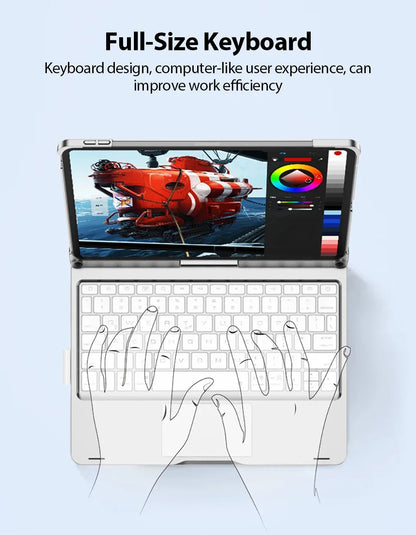 Magic Keyboard Case for iPad Air & Pro – Backlit Keyboard Cover for 11" & 12.9" (2024 M2, 7th-10th Gen)