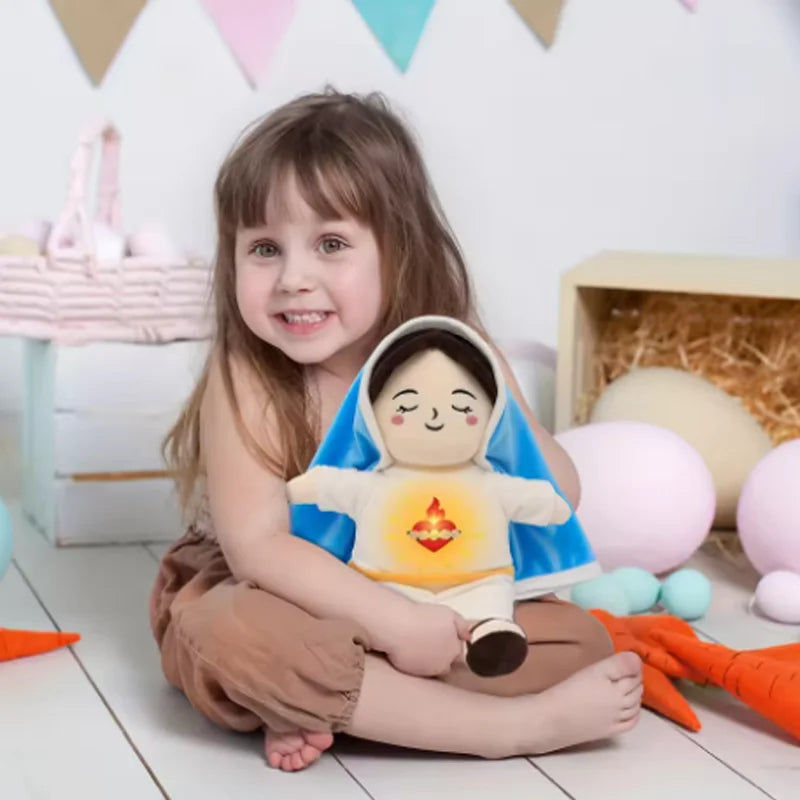 Maria Blue Breathing Jesus Doll – Remote Control Light & Music Toy, Easter & Christmas Gift for Boys and Girls