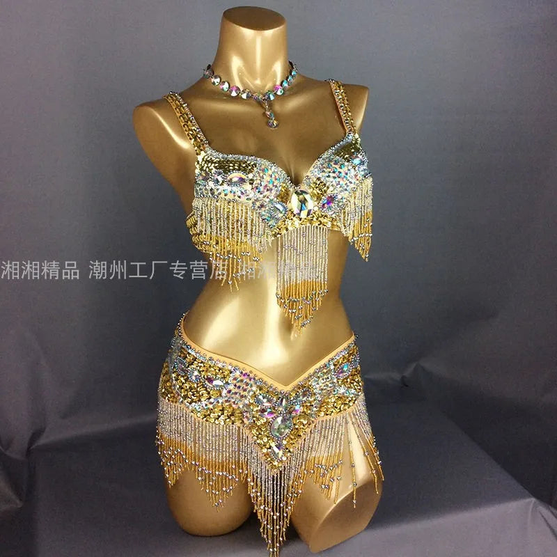 Sexy Girl Belly Dance Costume Set – Bra & Belt Set in 10 Colors for Ladies Bellydancing