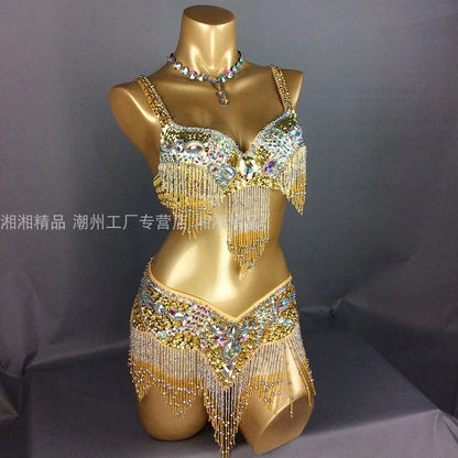 Sexy Girl Belly Dance Costume Set – Bra & Belt Set in 10 Colors for Ladies Bellydancing