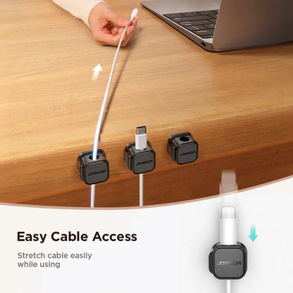 Joyroom Magnetic Cable Clips | Smooth Adjustable Cord Holder | Under Desk Cable Management Wire Keeper for Organized Cables
