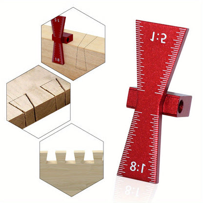 Bearing Wheel Cutter & Marking Gauge – Aluminum Dovetail Jig 1:5 1:8, Inch/MM Ruler for Soft Wood Scribing