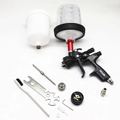 HVLP Spray Gun with Adapter & Mix Tank — 1.3mm & 1.7mm Nozzles for Car Painting, Water-Based Air Spray Gun