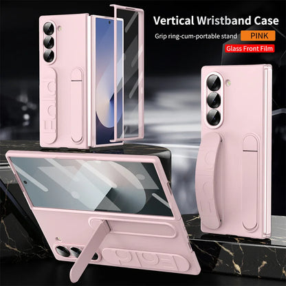 Luxury Wristband Case for Samsung Galaxy Z Fold 3-7 – Invisible Bracket Silicone Cover with Hand Strap & Folding Stand