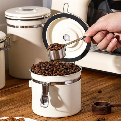 Coffee Bean Vacuum Sealed Jug — Stainless Steel Airtight Food & Grain Storage Container for Kitchen, Portable Canister