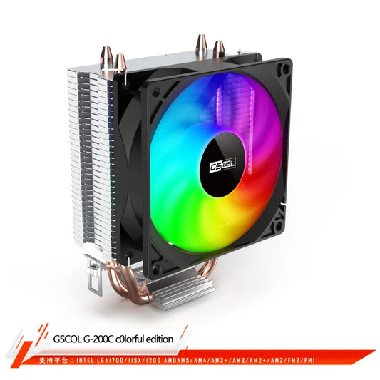 GSCOOL G-200 CPU Air Cooler — 2 Heat Pipe Radiator with 90mm Fan for Intel LGA115X/1700/1200 & AMD AM4/AM5