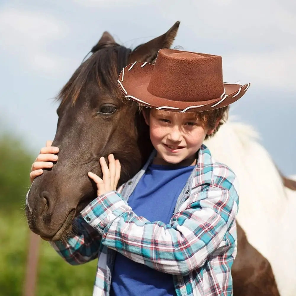 Adjustable Western Cowboy Hat for Kids – Felt Cosplay, Costume Prop, Cowgirl & Princess Party Hat
