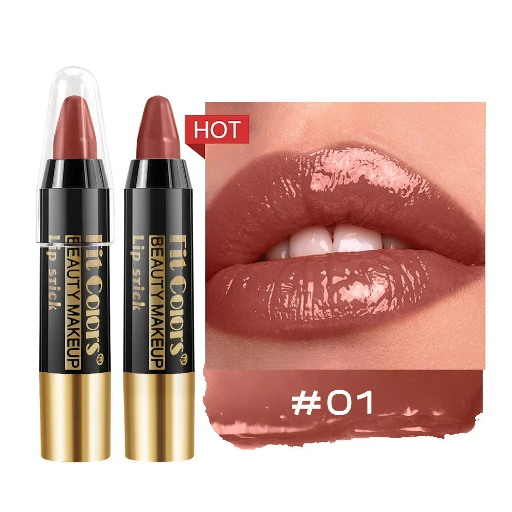 Moisturizing Crayon Lip Gloss Stick – Velvet Long-Lasting, Waterproof Jelly Tint Lipstick & Liner Pen