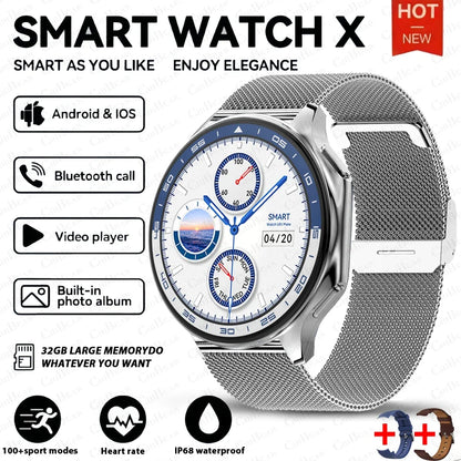 2024 OPPO Watch X Smartwatch — AMOLED 32GB, Waterproof, Bluetooth Call, TWS Music, 3D UI, Video Playback for Men