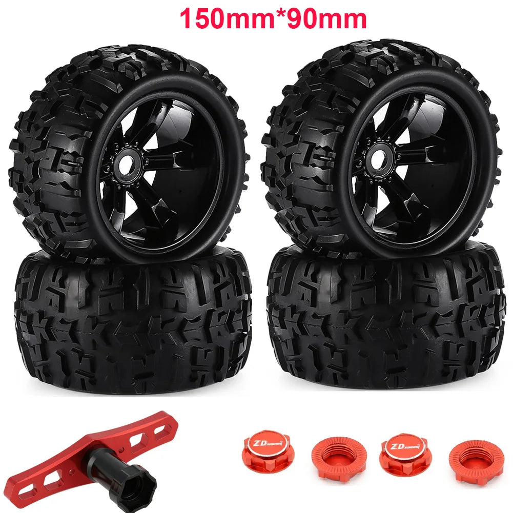 4pcs 1/8 Scale 17mm Hex RC Truck Tires & Wheels Set – Glued for Traxxas Maxx, Tmaxx, E-Revo, Revo 3.3, JLB Cheetah Monster
