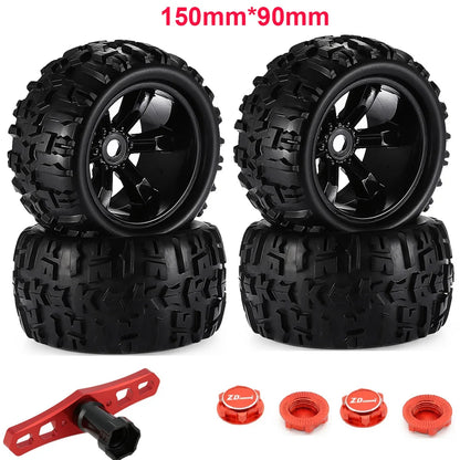 4pcs 1/8 Scale 17mm Hex RC Truck Tires & Wheels Set – Glued for Traxxas Maxx, Tmaxx, E-Revo, Revo 3.3, JLB Cheetah Monster