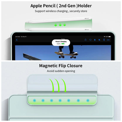 ZOYU Magnetic Case for iPad - Fits Air 4/5 10.9", Pro 11/12.9", Mini 6, 10.2" 7th-9th Gen - 360° Rotatable Detachable Back Case