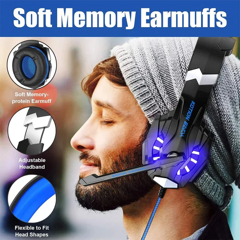 G9000 Gaming Headset Over-Ear Wired – Deep Bass Stereo LED Earphones with Mic for PS4, PS5, Switch, Xbox, PC