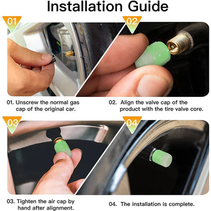 Luminous Valve Caps – Fluorescent Night Glow Tire Caps for Car, Motorcycle & Bicycle (4PCS)