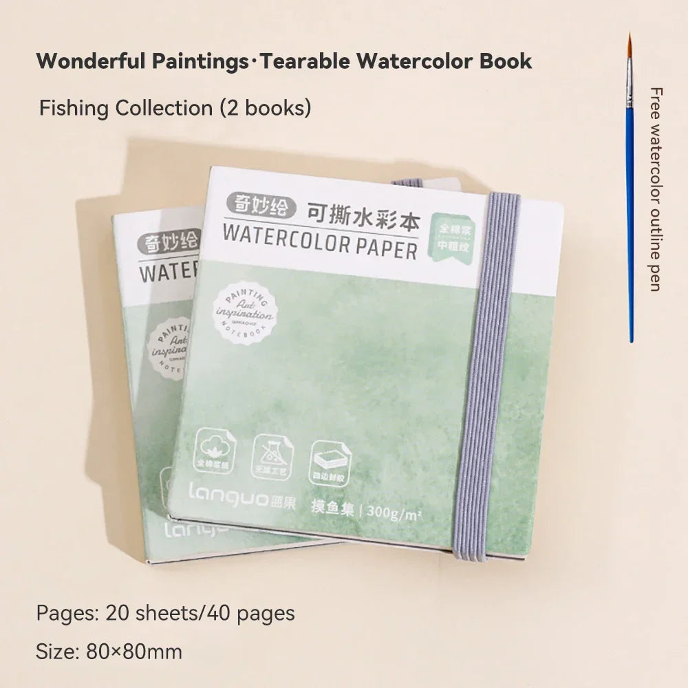 100% Cotton Mini Watercolor Paper Book – 300gsm Tearable Sketchbook Journal for Drawing & Painting