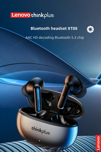 Lenovo XT88 TWS Wireless Earphones – Bluetooth 5.3, Dual MIC, Stereo Bass HIFI, Noise-Reducing Touch Control Earbuds