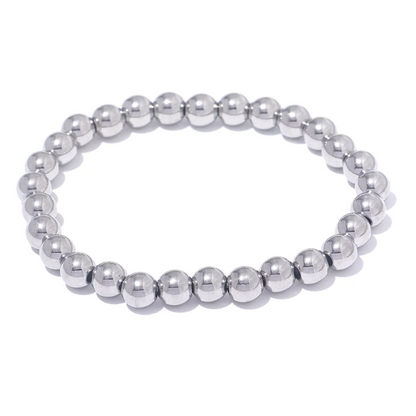 Yhpup Stainless Steel Beaded Elastic Bracelet – Waterproof Gold Tone Handmade Bangle, 3–6mm Unisex Daily Jewelry Wholesale Wristwear