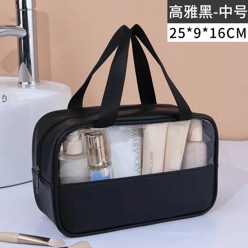 Portable Transparent Travel Cosmetic Bag for Women — Large-Capacity Waterproof Makeup & Toiletry Storage Case