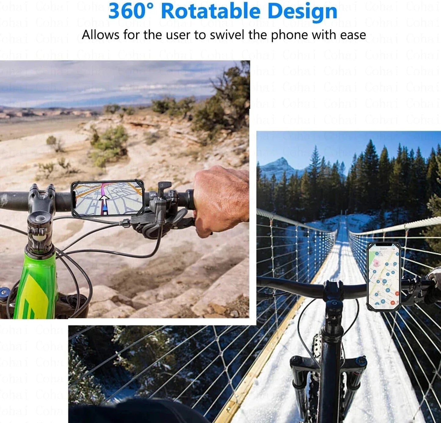 Silicone Bicycle Phone Holder - Universal Handlebar Mount for 4–6.5 Inch Smartphones & Motorcycles