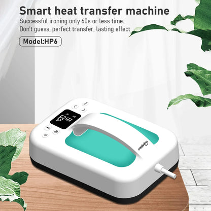 HP6 Mini Heat Press Machine - 7x5 Inch Handheld Portable, Adjustable Temperature & Timer, Overheat Protection for Heat Transfer
