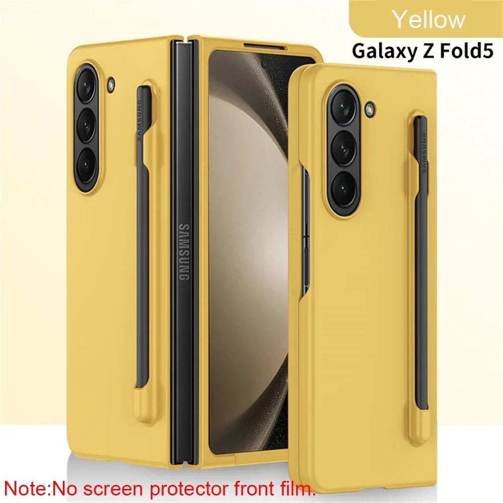 Skin Feel Slim Case for Samsung Galaxy Z Fold 6/5/4/3 – Hard Plastic Shockproof Cover with Stylus Pen Slot Holder