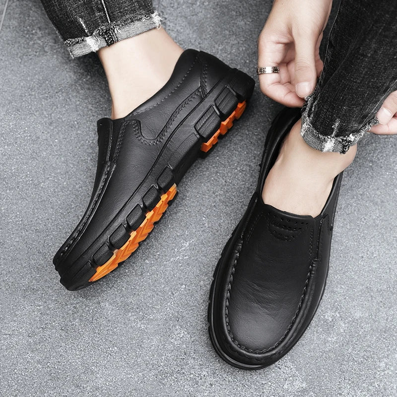 Chef Shoes for Men – Anti-Slip, Oil-Resistant Leather Work Shoes, Plus Size Business Casual with Soft Sole & Comfort