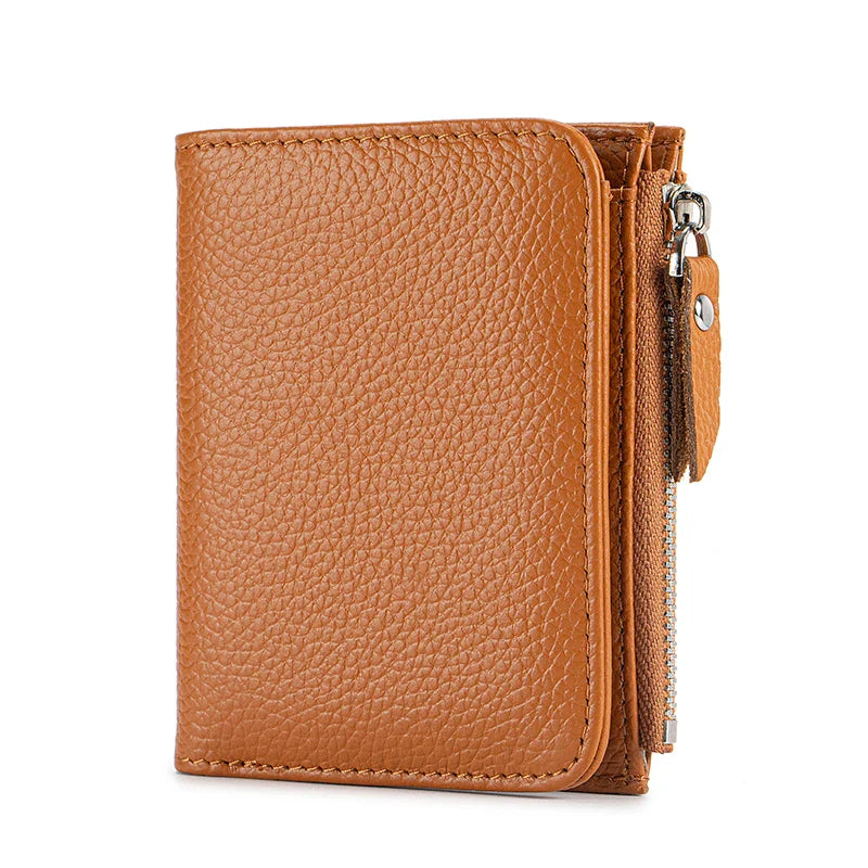 Women’s Genuine Leather Slim Wallet — RFID Blocking Bi-Fold with Card Holder & Coin Pocket