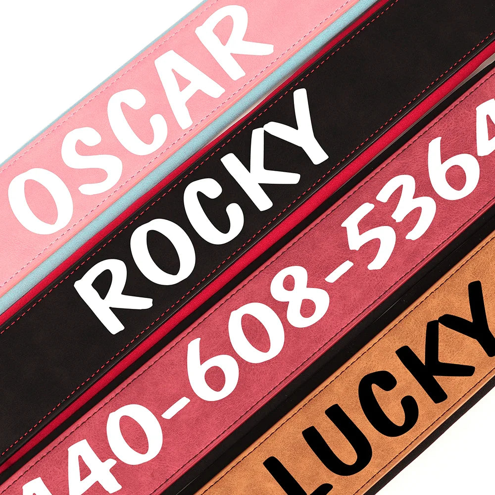 Wide Personalized PU Leather Dog Collar – Custom Tag Soft Pet Collar for Small, Medium & Large Dogs, Pitbulls & Bulldogs