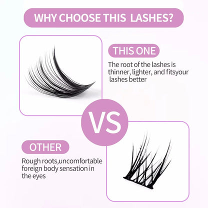 MJ DIY Lash Extensions Kit – 640pcs Wispy Lash Clusters 80D/100D, Mix 9-18mm Individual Cluster Eyelash Extensions