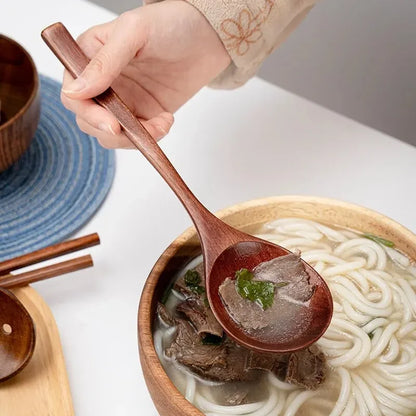 5/6PCS Nanmu Wooden Spoon Set – Japanese Style Kitchen Utensils, Tableware Cutlery for Festival & Dinnerware Gift