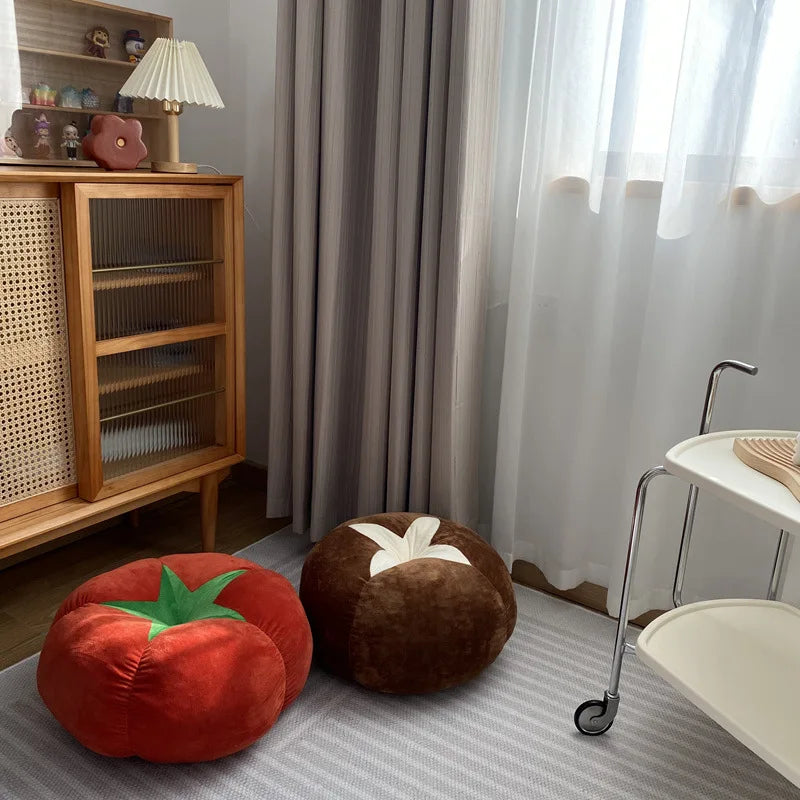 Sofa Bay Window Cushion – Cute Mushroom & Tomato Pillow for Bedroom Room Decoration, Ins Style Ornament